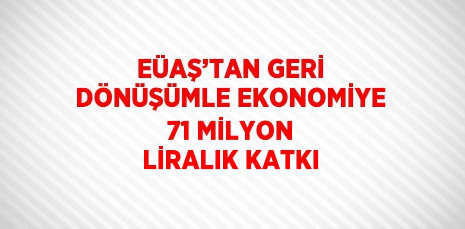 EÜAŞ’TAN GERİ DÖNÜŞÜMLE EKONOMİYE 71 MİLYON LİRALIK KATKI