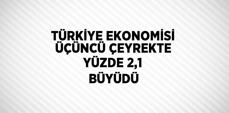 TÜRKİYE EKONOMİSİ ÜÇÜNCÜ ÇEYREKTE YÜZDE 2,1 BÜYÜDÜ