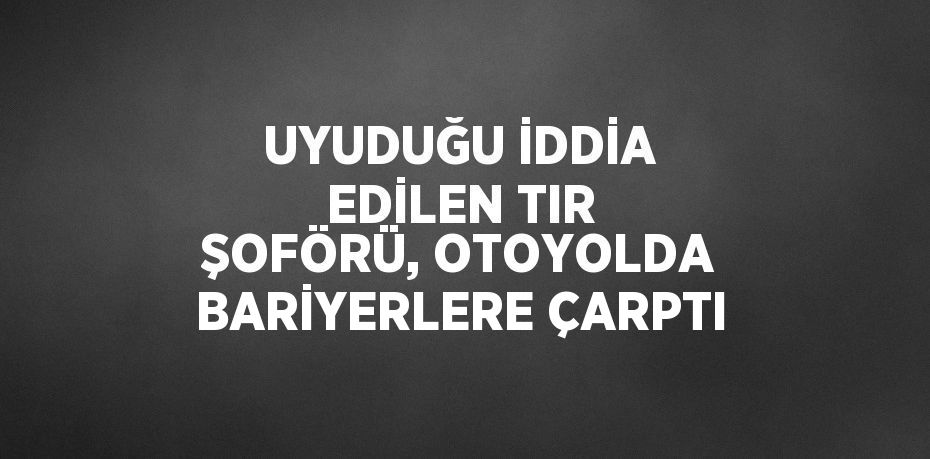 UYUDUĞU İDDİA EDİLEN TIR ŞOFÖRÜ, OTOYOLDA BARİYERLERE ÇARPTI