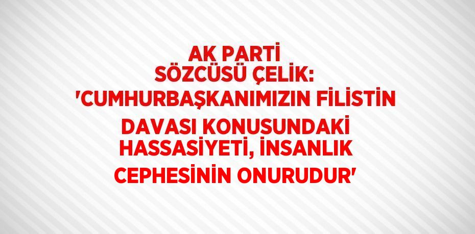 AK PARTİ SÖZCÜSÜ ÇELİK: 'CUMHURBAŞKANIMIZIN FİLİSTİN DAVASI KONUSUNDAKİ HASSASİYETİ, İNSANLIK CEPHESİNİN ONURUDUR'