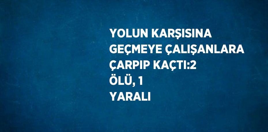 YOLUN KARŞISINA GEÇMEYE ÇALIŞANLARA ÇARPIP KAÇTI:2 ÖLÜ, 1 YARALI