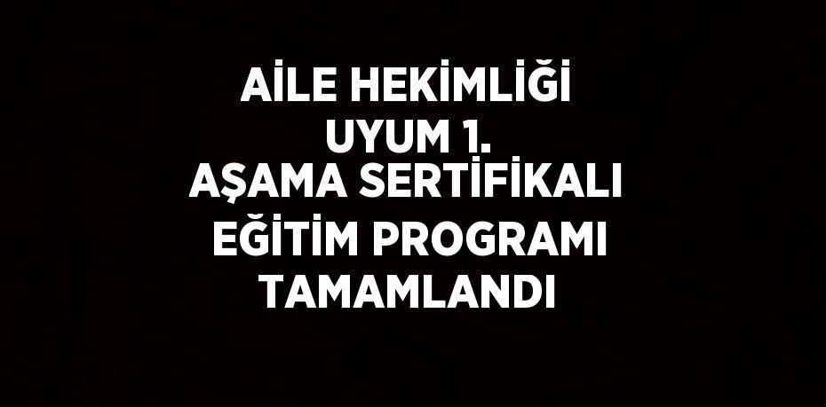 AİLE HEKİMLİĞİ UYUM 1. AŞAMA SERTİFİKALI EĞİTİM PROGRAMI TAMAMLANDI