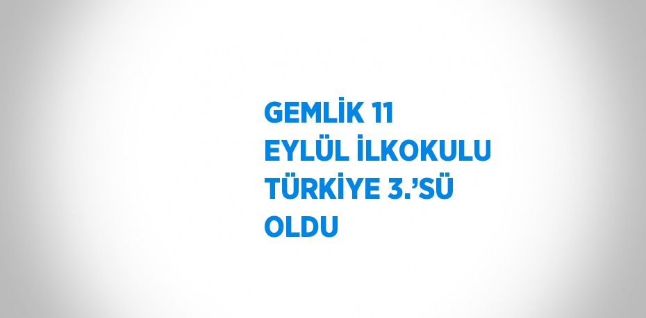 GEMLİK 11 EYLÜL İLKOKULU TÜRKİYE 3.’SÜ OLDU