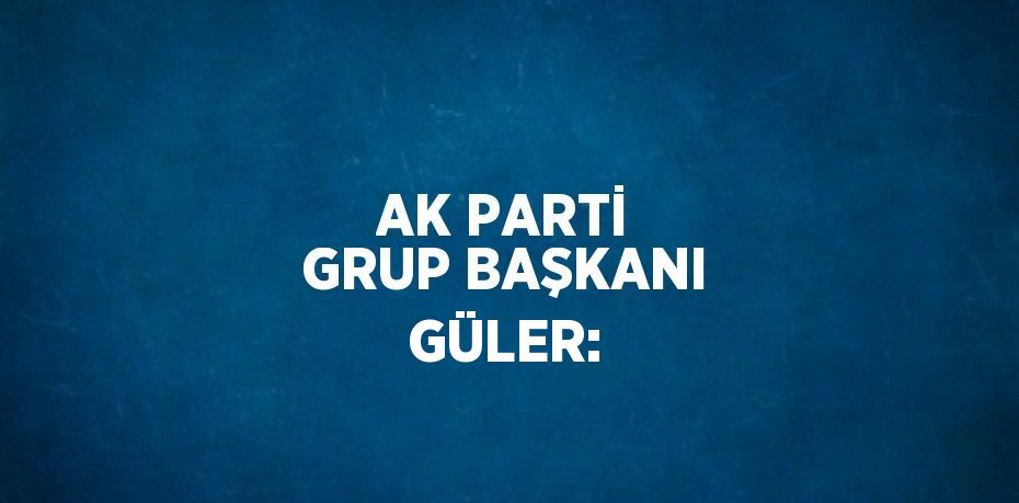 AK PARTİ GRUP BAŞKANI GÜLER: