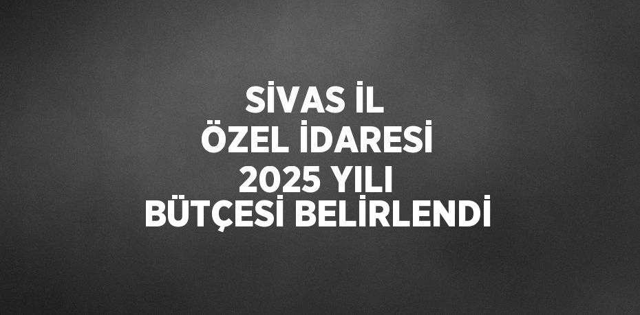 SİVAS İL ÖZEL İDARESİ 2025 YILI BÜTÇESİ BELİRLENDİ