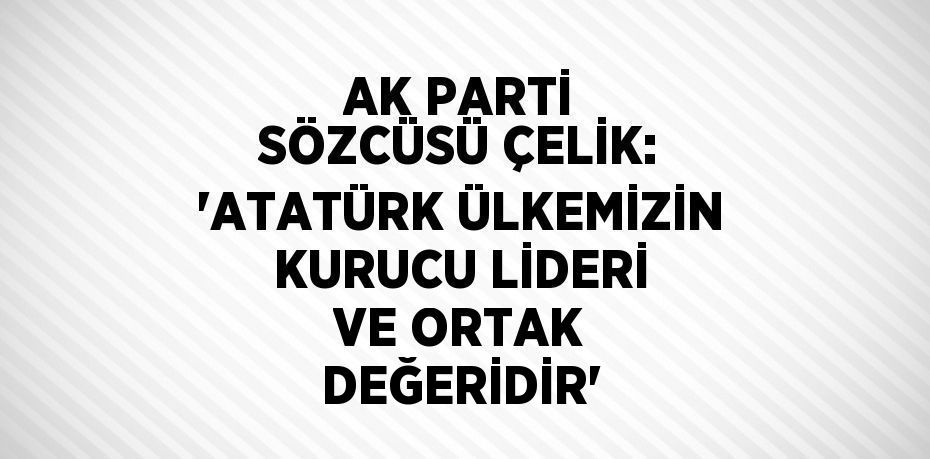 AK PARTİ SÖZCÜSÜ ÇELİK: 'ATATÜRK ÜLKEMİZİN KURUCU LİDERİ VE ORTAK DEĞERİDİR'