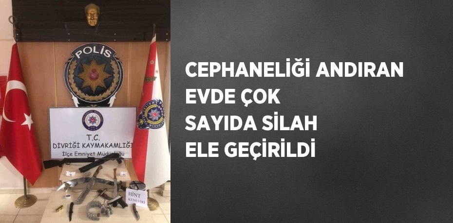 CEPHANELİĞİ ANDIRAN EVDE ÇOK SAYIDA SİLAH ELE GEÇİRİLDİ