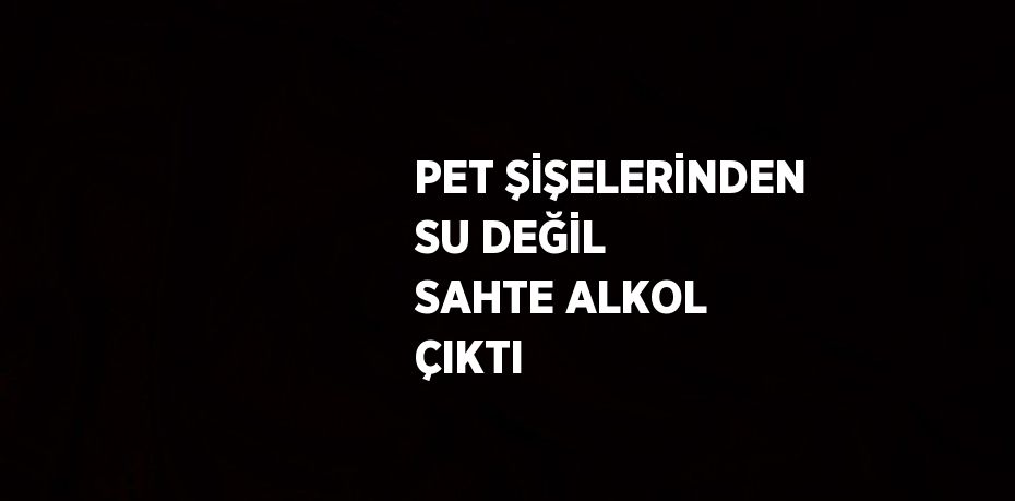 PET ŞİŞELERİNDEN SU DEĞİL SAHTE ALKOL ÇIKTI