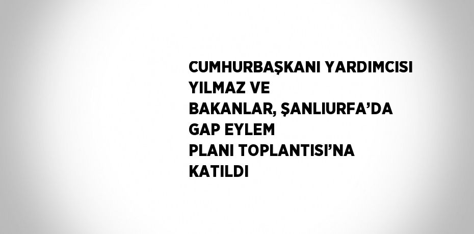 CUMHURBAŞKANI YARDIMCISI YILMAZ VE BAKANLAR, ŞANLIURFA’DA GAP EYLEM PLANI TOPLANTISI’NA KATILDI