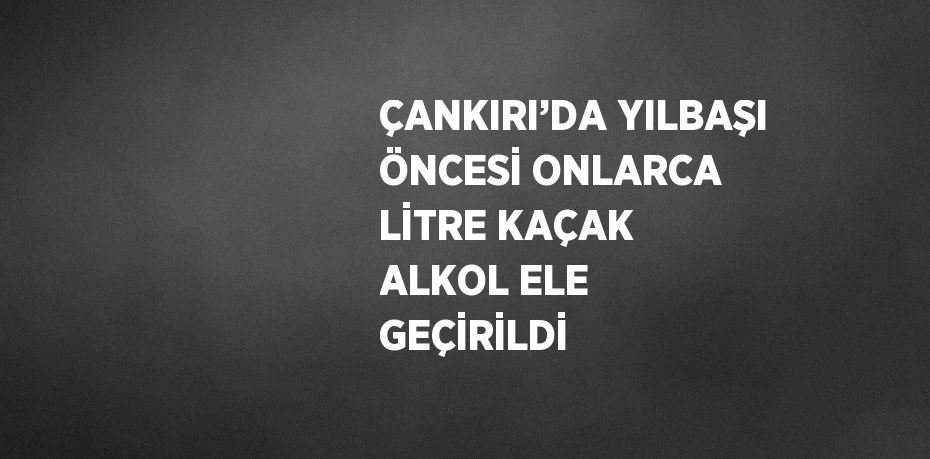 ÇANKIRI’DA YILBAŞI ÖNCESİ ONLARCA LİTRE KAÇAK ALKOL ELE GEÇİRİLDİ