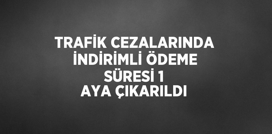 TRAFİK CEZALARINDA İNDİRİMLİ ÖDEME SÜRESİ 1 AYA ÇIKARILDI