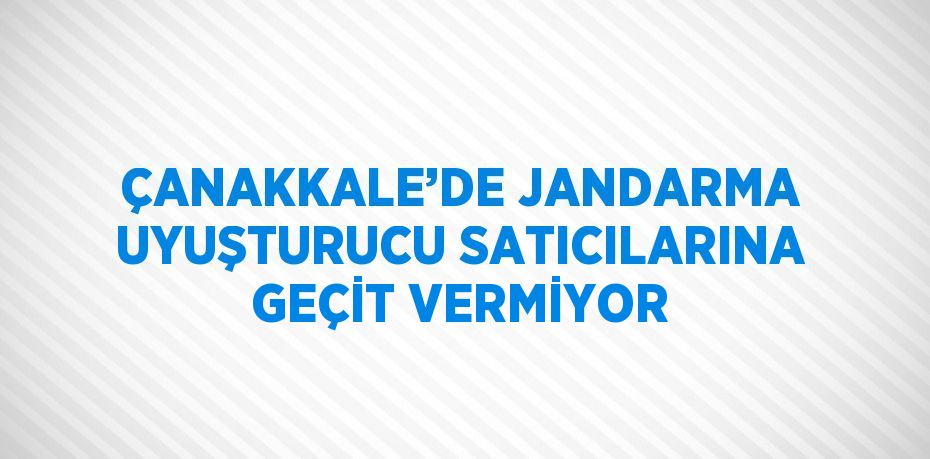 ÇANAKKALE’DE JANDARMA UYUŞTURUCU SATICILARINA GEÇİT VERMİYOR