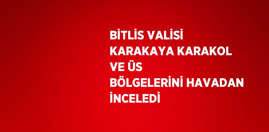 BİTLİS VALİSİ KARAKAYA KARAKOL VE ÜS BÖLGELERİNİ HAVADAN İNCELEDİ