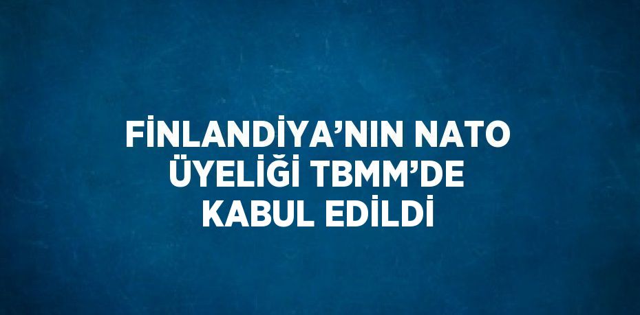 FİNLANDİYA’NIN NATO ÜYELİĞİ TBMM’DE KABUL EDİLDİ