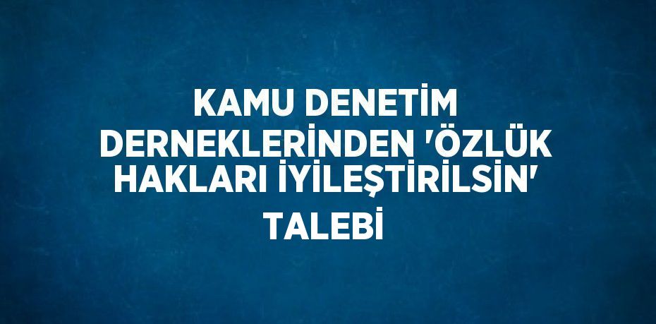 KAMU DENETİM DERNEKLERİNDEN 'ÖZLÜK HAKLARI İYİLEŞTİRİLSİN' TALEBİ