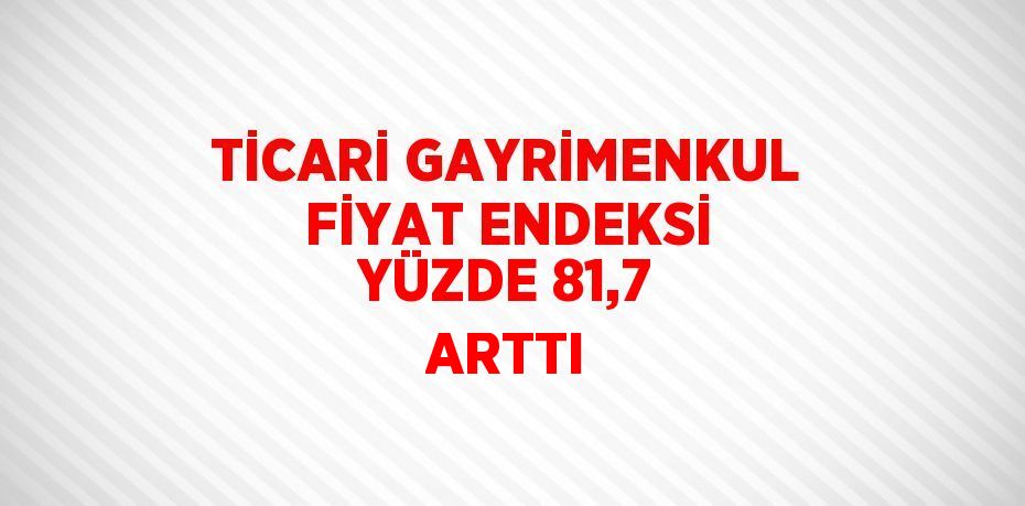 TİCARİ GAYRİMENKUL FİYAT ENDEKSİ YÜZDE 81,7 ARTTI