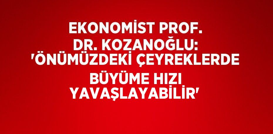 EKONOMİST PROF. DR. KOZANOĞLU: 'ÖNÜMÜZDEKİ ÇEYREKLERDE BÜYÜME HIZI YAVAŞLAYABİLİR'