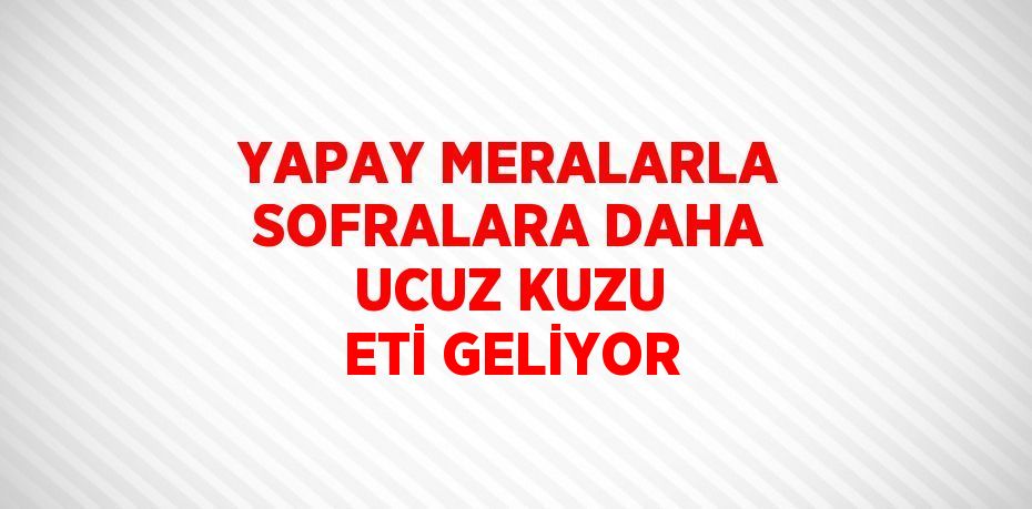 YAPAY MERALARLA SOFRALARA DAHA UCUZ KUZU ETİ GELİYOR