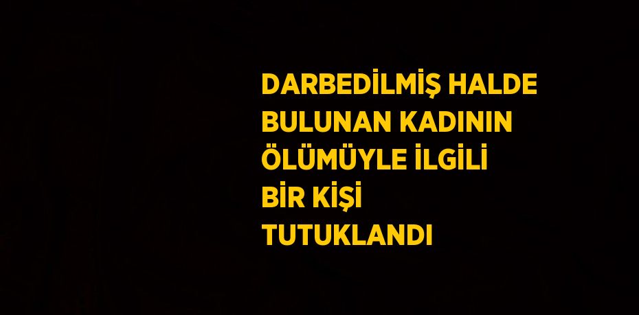 DARBEDİLMİŞ HALDE BULUNAN KADININ ÖLÜMÜYLE İLGİLİ BİR KİŞİ TUTUKLANDI