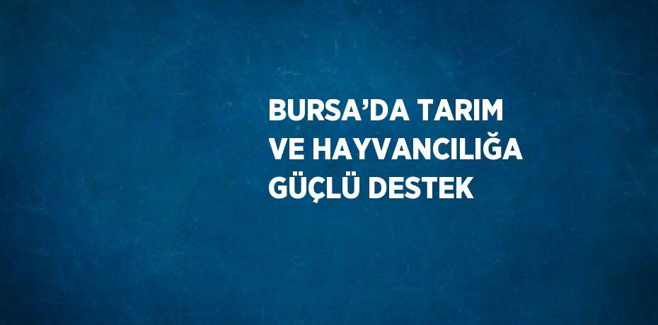 BURSA’DA TARIM VE HAYVANCILIĞA GÜÇLÜ DESTEK