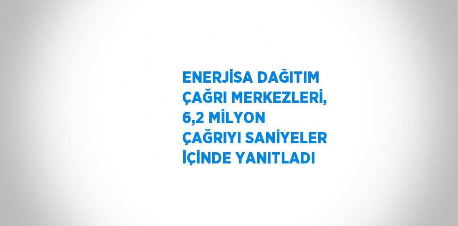 ENERJİSA DAĞITIM ÇAĞRI MERKEZLERİ, 6,2 MİLYON ÇAĞRIYI SANİYELER İÇİNDE YANITLADI