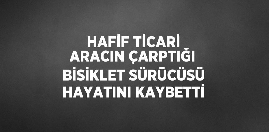 HAFİF TİCARİ ARACIN ÇARPTIĞI BİSİKLET SÜRÜCÜSÜ HAYATINI KAYBETTİ