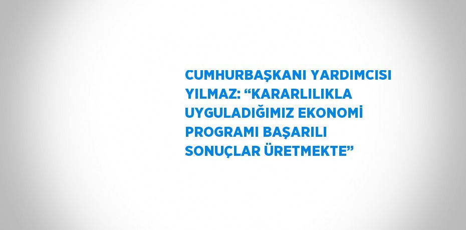 CUMHURBAŞKANI YARDIMCISI YILMAZ: ‘‘KARARLILIKLA UYGULADIĞIMIZ EKONOMİ PROGRAMI BAŞARILI SONUÇLAR ÜRETMEKTE’’