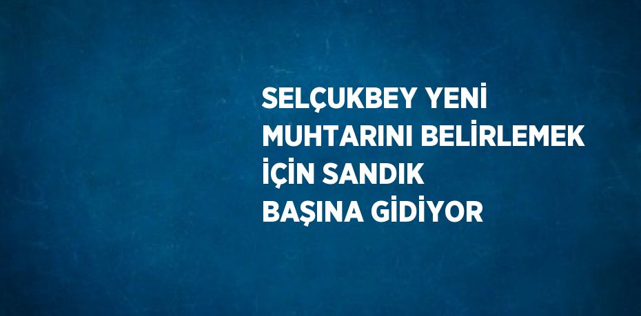 SELÇUKBEY YENİ MUHTARINI BELİRLEMEK İÇİN SANDIK BAŞINA GİDİYOR