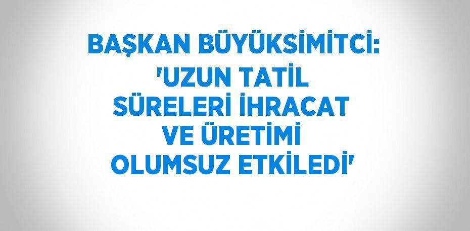 BAŞKAN BÜYÜKSİMİTCİ: 'UZUN TATİL SÜRELERİ İHRACAT VE ÜRETİMİ OLUMSUZ ETKİLEDİ'