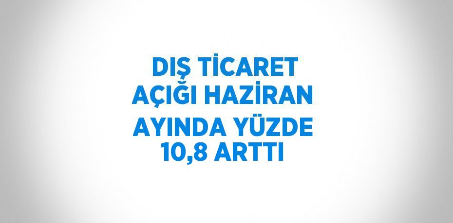 DIŞ TİCARET AÇIĞI HAZİRAN AYINDA YÜZDE 10,8 ARTTI