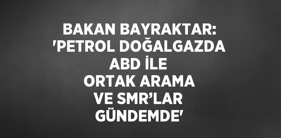 BAKAN BAYRAKTAR: 'PETROL DOĞALGAZDA ABD İLE ORTAK ARAMA VE SMR’LAR GÜNDEMDE'