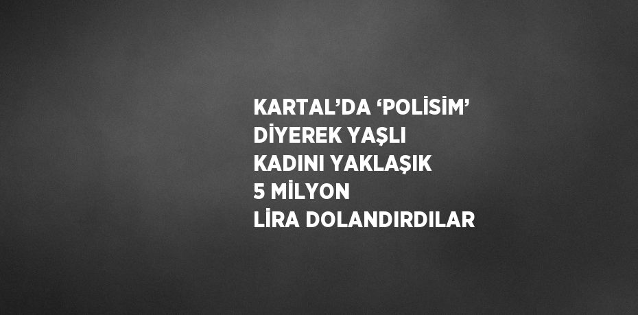 KARTAL’DA ‘POLİSİM’ DİYEREK YAŞLI KADINI YAKLAŞIK 5 MİLYON LİRA DOLANDIRDILAR