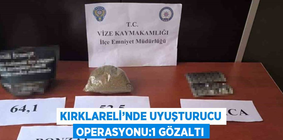 KIRKLARELİ’NDE UYUŞTURUCU OPERASYONU:1 GÖZALTI