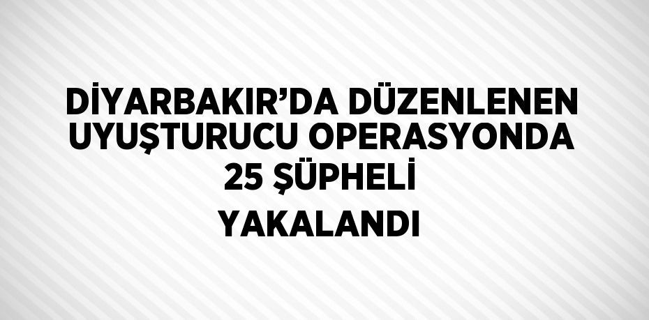 DİYARBAKIR’DA DÜZENLENEN UYUŞTURUCU OPERASYONDA 25 ŞÜPHELİ YAKALANDI