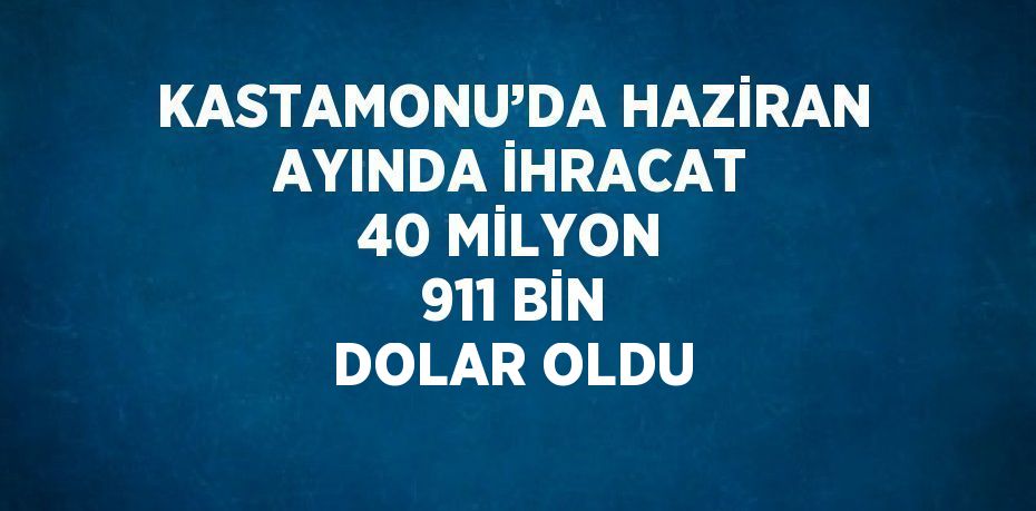 KASTAMONU’DA HAZİRAN AYINDA İHRACAT 40 MİLYON 911 BİN DOLAR OLDU