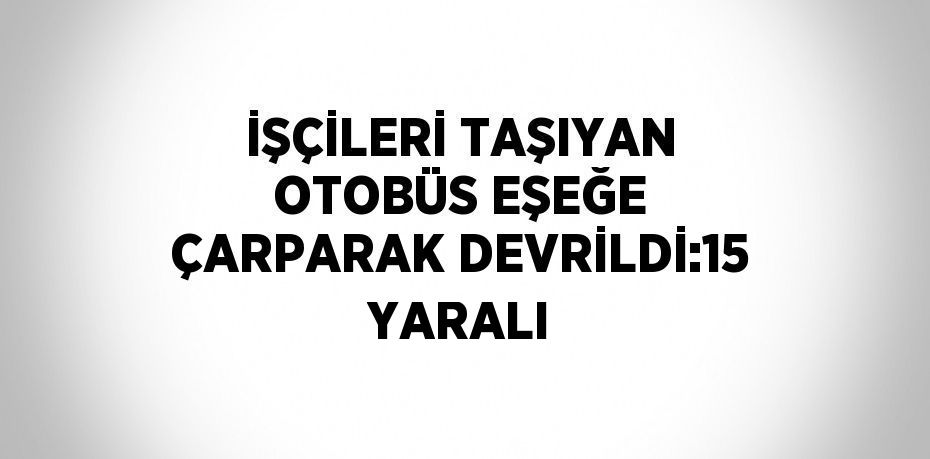İŞÇİLERİ TAŞIYAN OTOBÜS EŞEĞE ÇARPARAK DEVRİLDİ:15 YARALI