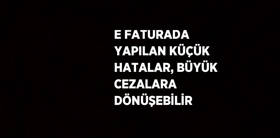 E FATURADA YAPILAN KÜÇÜK HATALAR, BÜYÜK CEZALARA DÖNÜŞEBİLİR