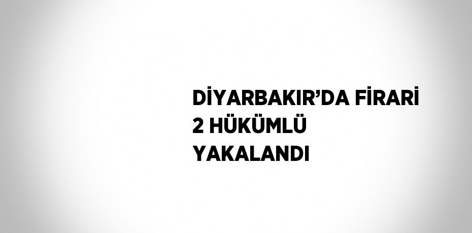 DİYARBAKIR’DA FİRARİ 2 HÜKÜMLÜ YAKALANDI