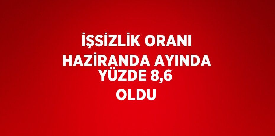İŞSİZLİK ORANI HAZİRANDA AYINDA YÜZDE 8,6 OLDU