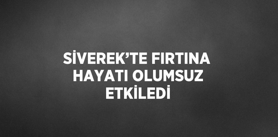 SİVEREK’TE FIRTINA HAYATI OLUMSUZ ETKİLEDİ