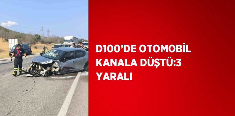 D100’DE OTOMOBİL KANALA DÜŞTÜ:3 YARALI