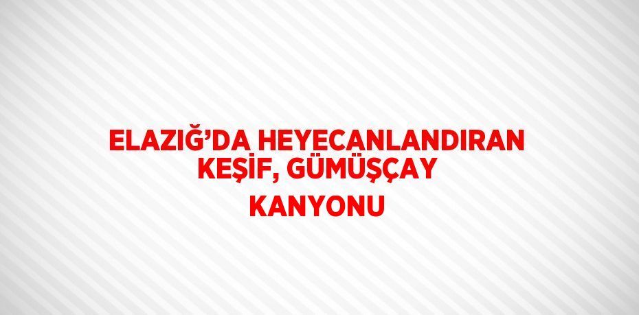 ELAZIĞ’DA HEYECANLANDIRAN KEŞİF, GÜMÜŞÇAY KANYONU