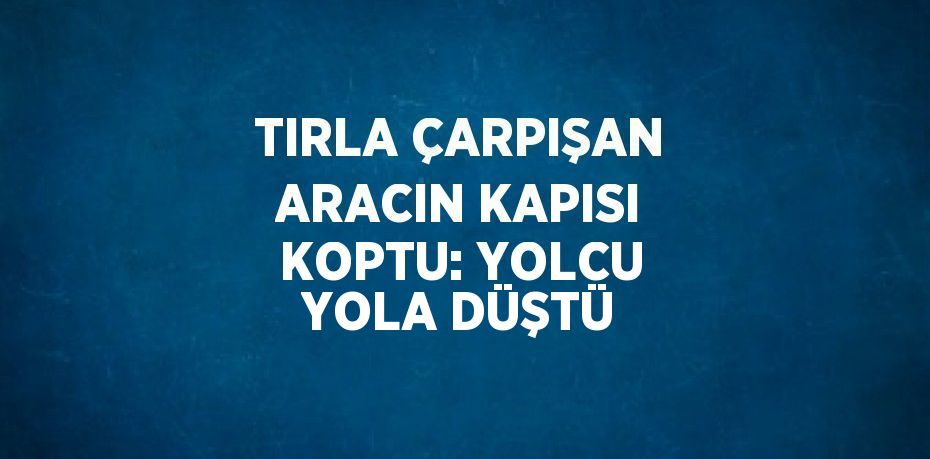 TIRLA ÇARPIŞAN ARACIN KAPISI KOPTU: YOLCU YOLA DÜŞTÜ