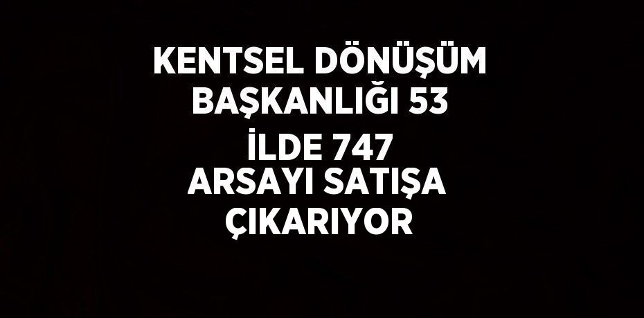 KENTSEL DÖNÜŞÜM BAŞKANLIĞI 53 İLDE 747 ARSAYI SATIŞA ÇIKARIYOR