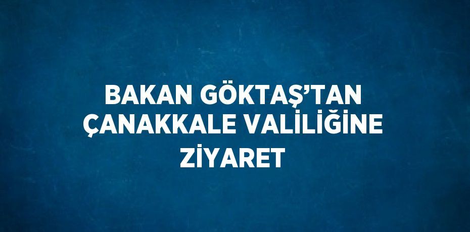 BAKAN GÖKTAŞ’TAN ÇANAKKALE VALİLİĞİNE ZİYARET