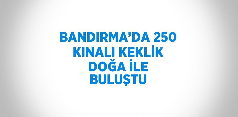 BANDIRMA’DA 250 KINALI KEKLİK DOĞA İLE BULUŞTU