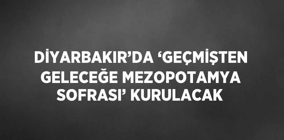 DİYARBAKIR’DA ‘GEÇMİŞTEN GELECEĞE MEZOPOTAMYA SOFRASI’ KURULACAK