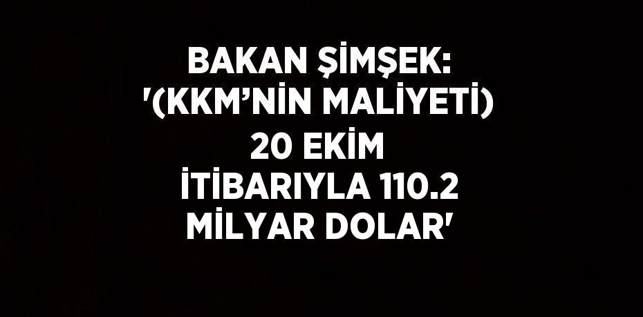 BAKAN ŞİMŞEK: '(KKM’NİN MALİYETİ) 20 EKİM İTİBARIYLA 110.2 MİLYAR DOLAR'