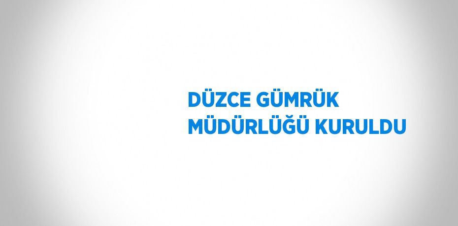 DÜZCE GÜMRÜK MÜDÜRLÜĞÜ KURULDU