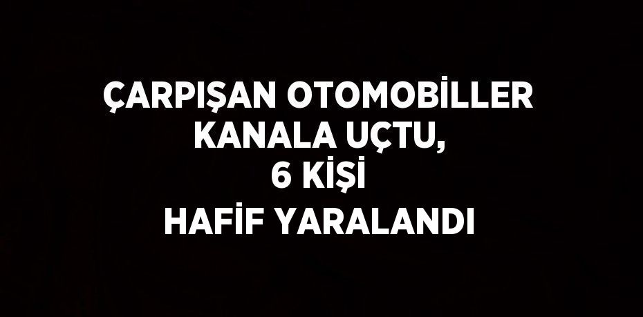 ÇARPIŞAN OTOMOBİLLER KANALA UÇTU, 6 KİŞİ HAFİF YARALANDI